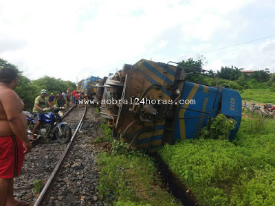 Trem descarrilha na localida de Boa Esperança, interior de Cariré no interior do Ceará